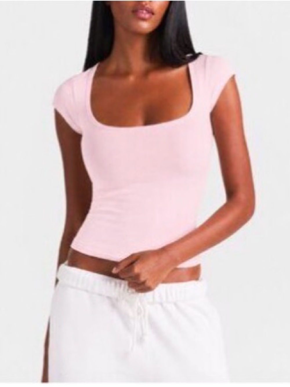 Skims Women's Scoop Neck Short Sleeve Top - Light Pink